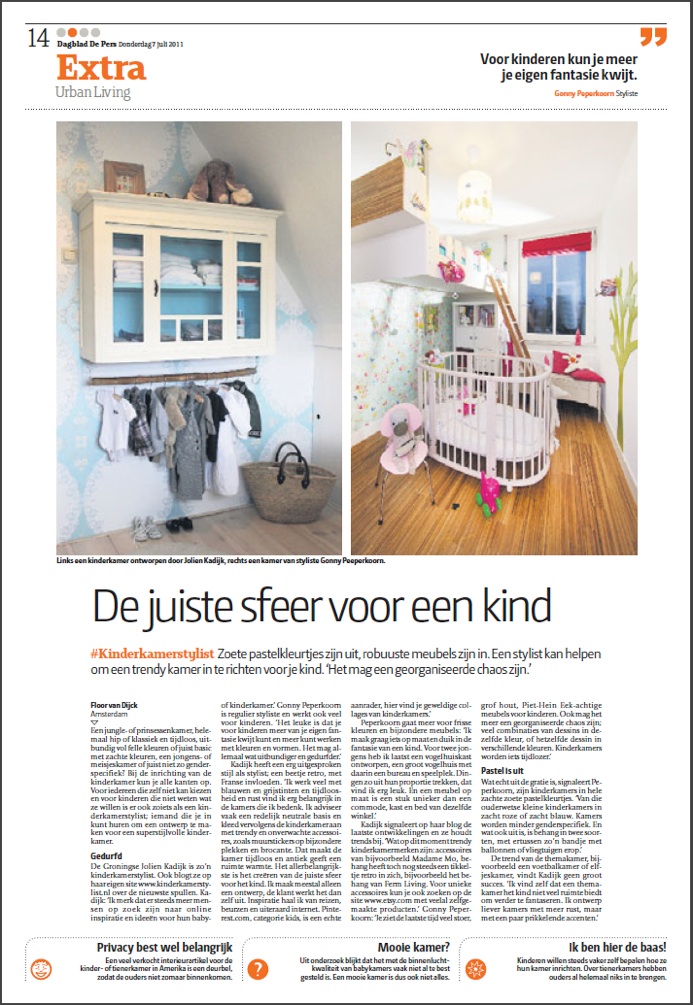 Artikel Dagblad De Pers Kinderkamer